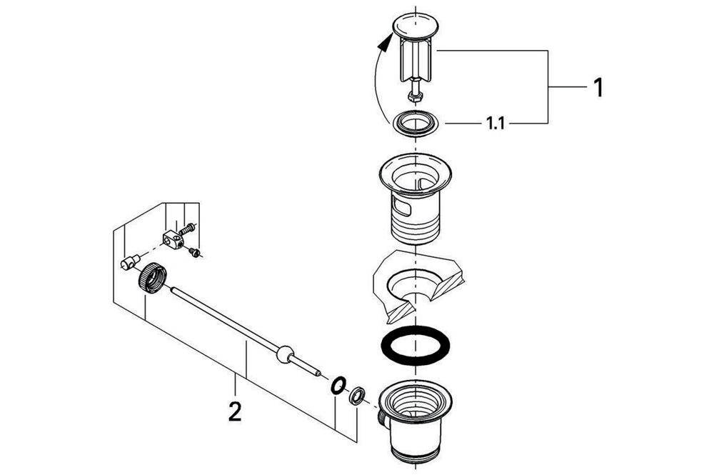 GROHE Ablaufgarnitur 1 1/4Zoll 5 Stück chr chrom