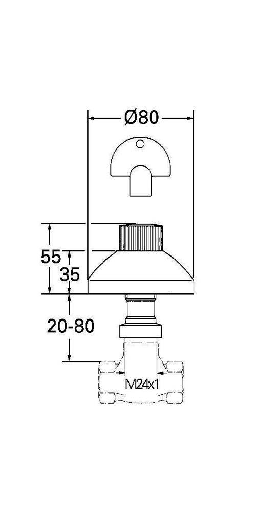 GROHE UP-Ventil Oberbau ATLANTA Steckschl. Et 20-80mm chr chr