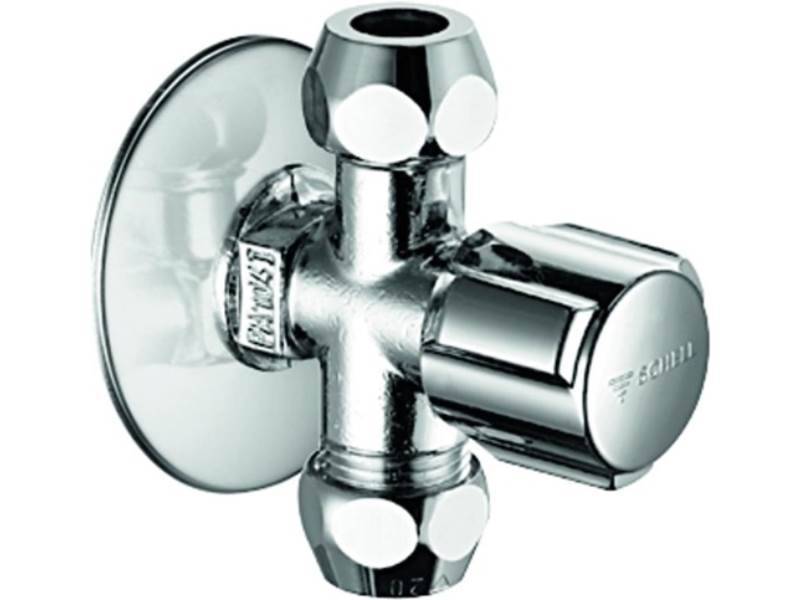 SCHELL 049910699 Eckventil COMFORT 1/2Zoll chrom mit 2 Abgängen 3/8Zoll