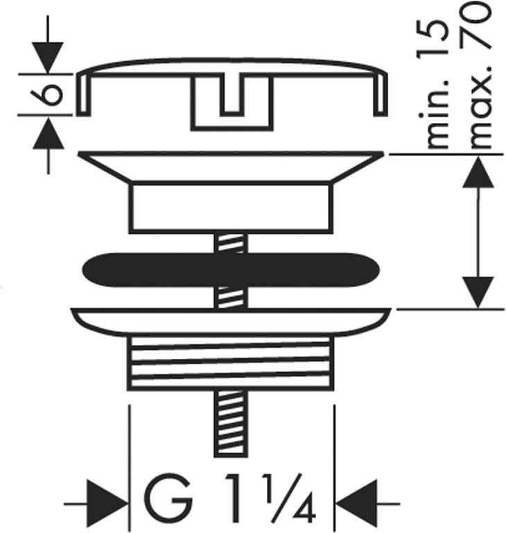 Hansgrohe Waschtischventil nicht verschließbar Messing verchromt G 1¼.