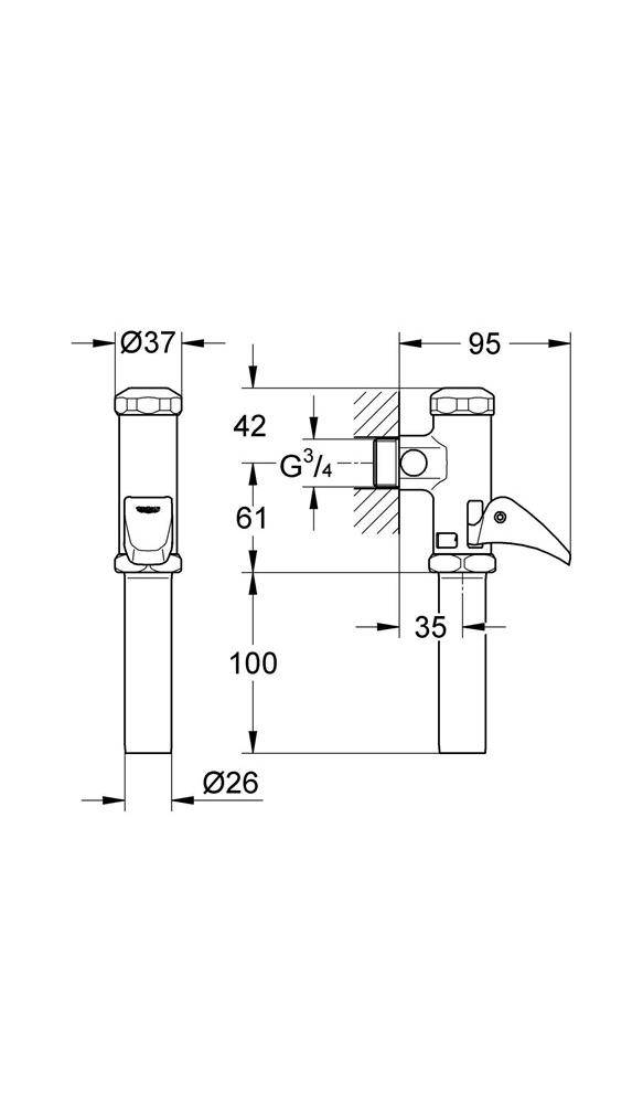GROHE DAL-Automatic-Spüler f WC 3/4Zoll chr