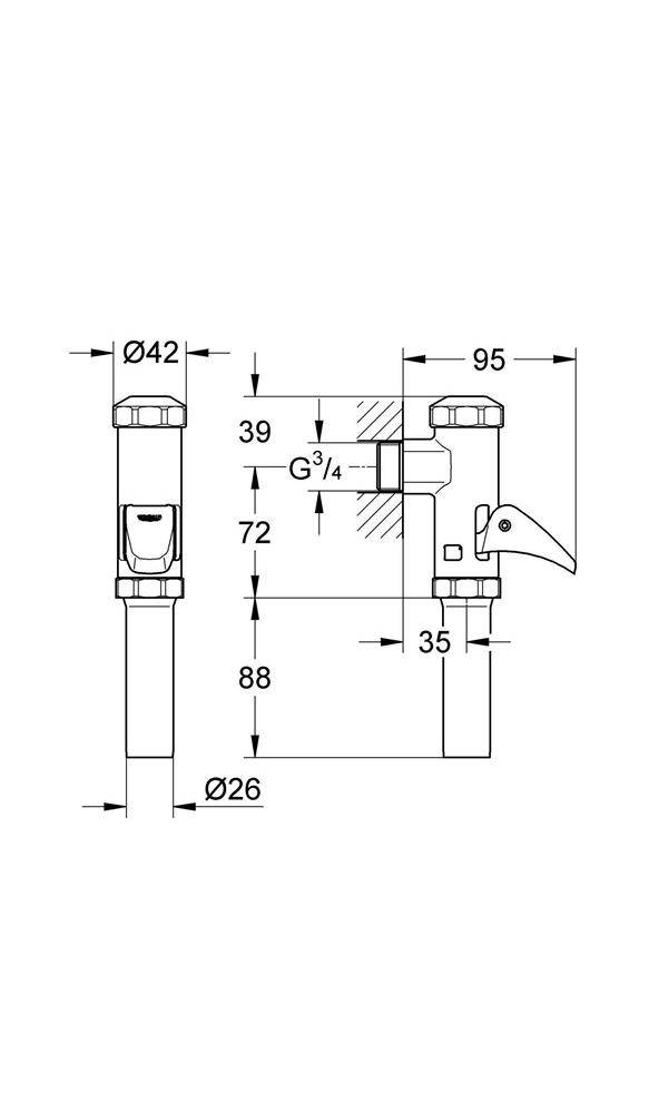 GROHE DAL-Vollautomatic-Spüler f WC 3/4Zoll chr