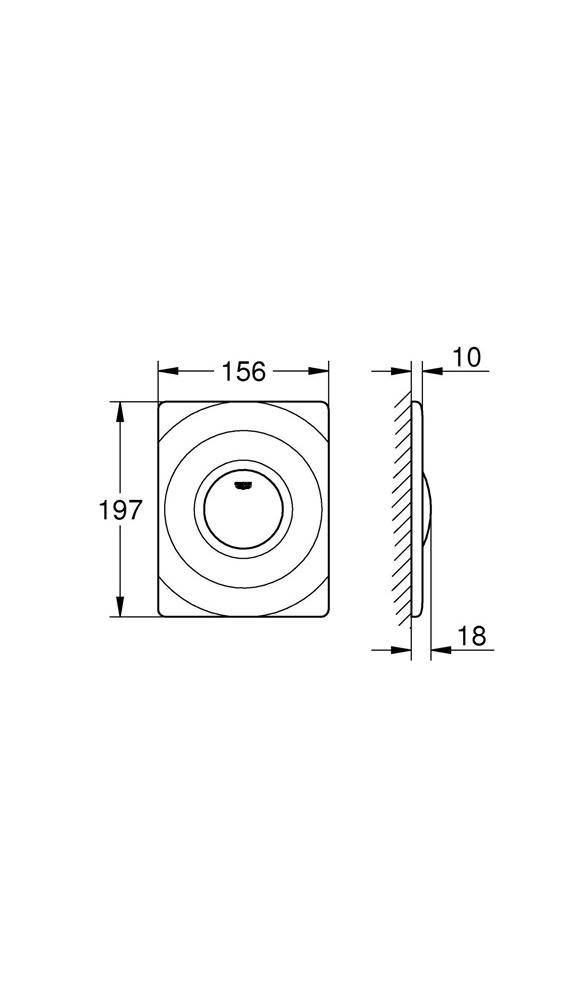 GROHE Abdeckplatte SURF 156x197mm Druckknopfbetätigung alpinweiß