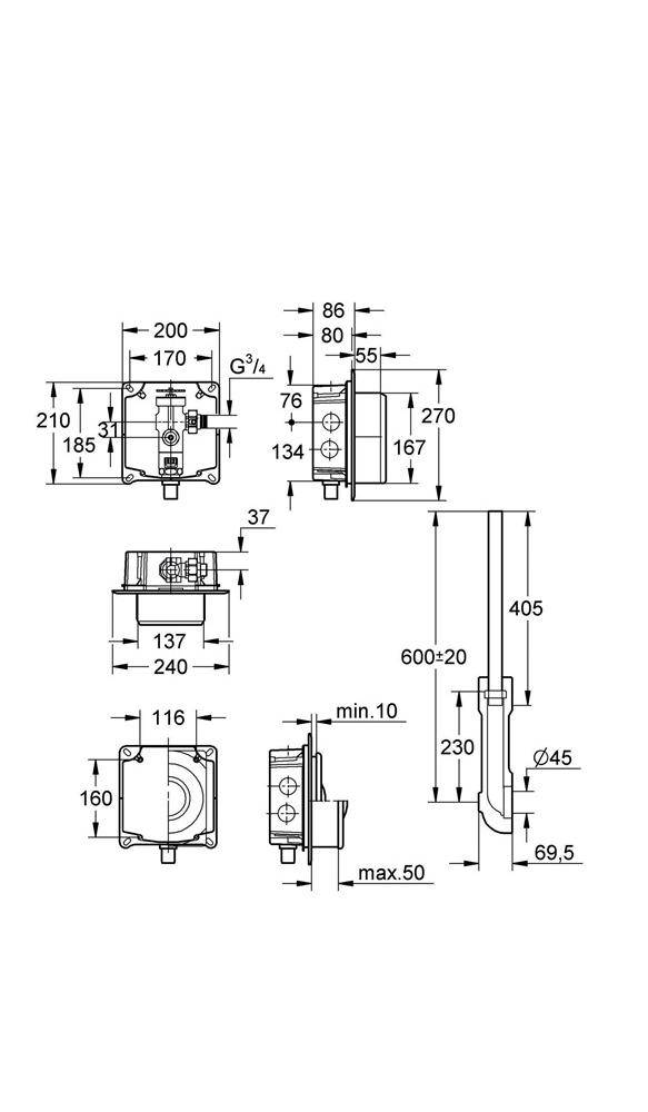 GROHE WC-Druckspüler 3/4Zoll Vorabsperrung