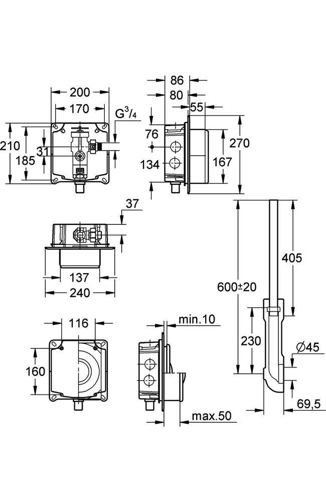 GROHE WC-Druckspüler 3/4Zoll Vorabsperrung