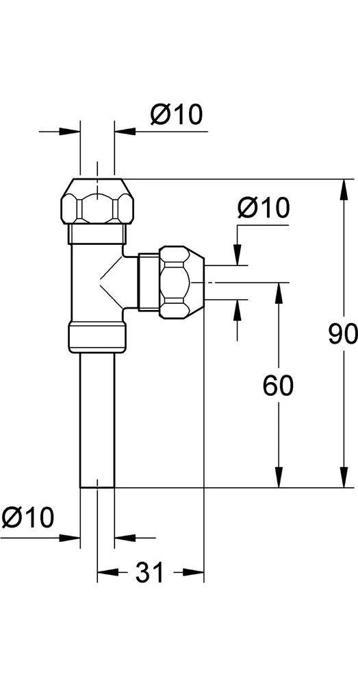GROHE WAS T-Abzweigstck 3/8Zoll chr chrom