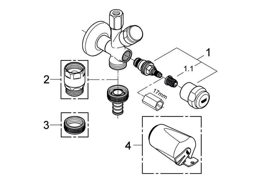 GROHE Kombinations-Eckventil mit Rückflussverhinderer chrom chrom