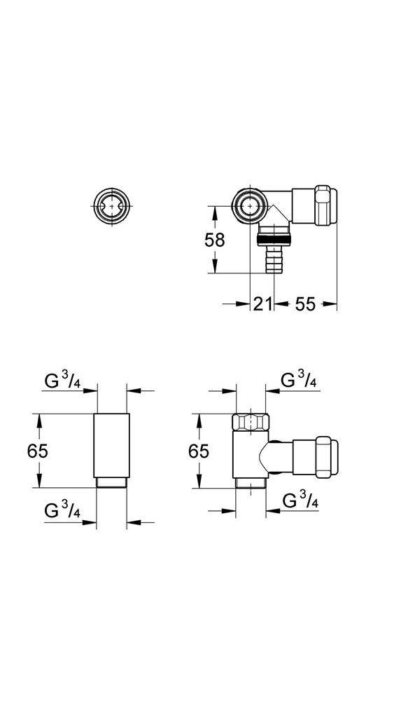 GROHE Waschmaschinenanschluss Eggemann DN 20 Anschluss rechts chrom
