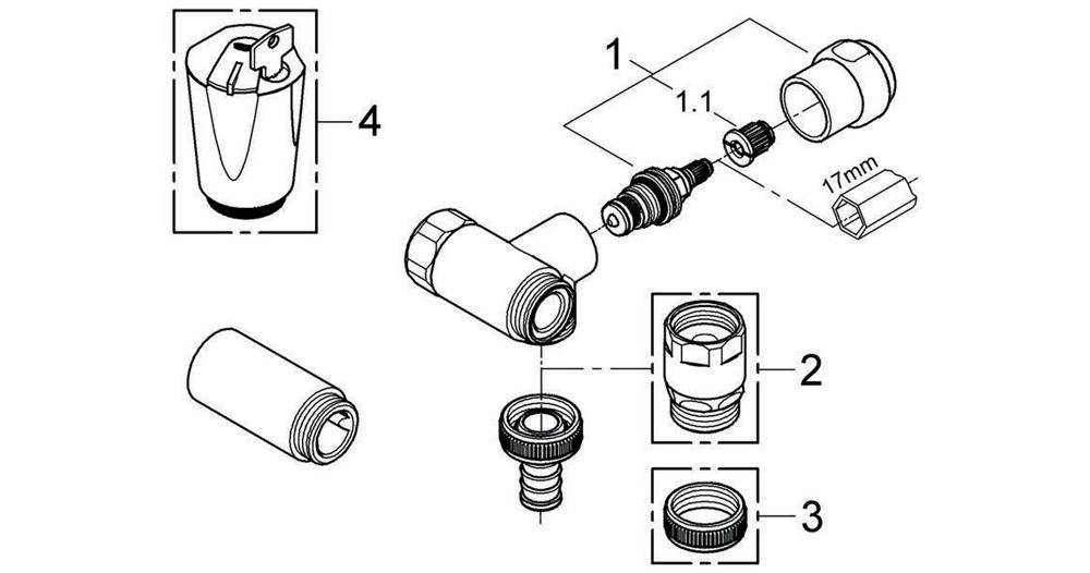 GROHE Waschmaschinenanschluss Eggemann DN 20 Anschluss rechts chrom