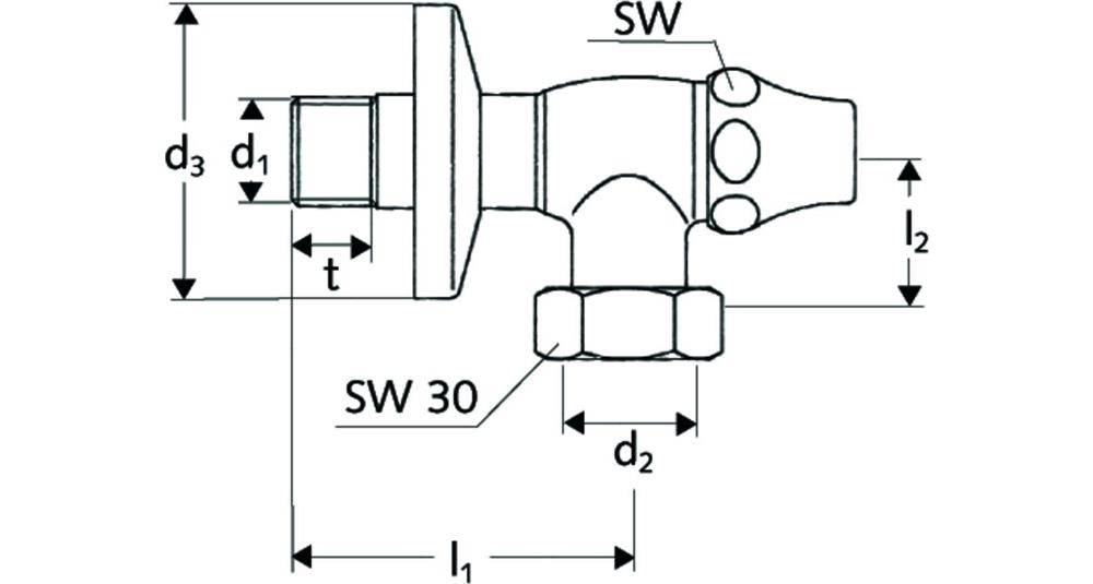 SCHELL Wasserzähler-Eckventil 1/2Zollx3/4Zoll ÜM mit