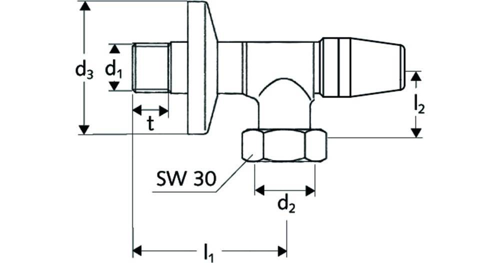 SCHELL Wasserzähler-Eckventil 1/2Zollx3/4Zoll ÜM mit