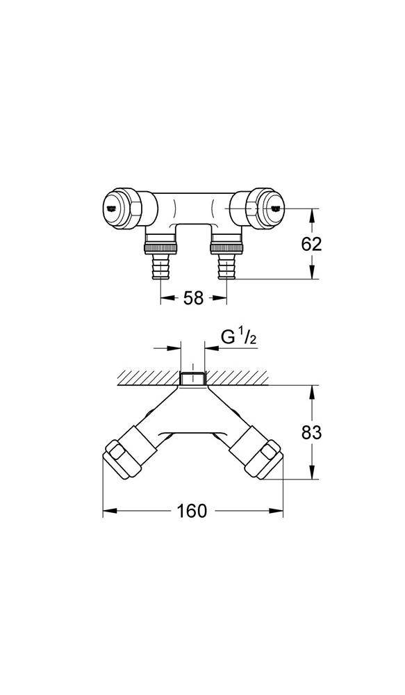 GROHE WAS Doppelventil Einfach 1/2Zoll 1-fach chr chrom