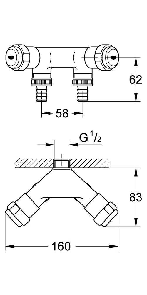 GROHE WAS Doppelventil Einfach 1/2Zoll 1-fach chr chrom