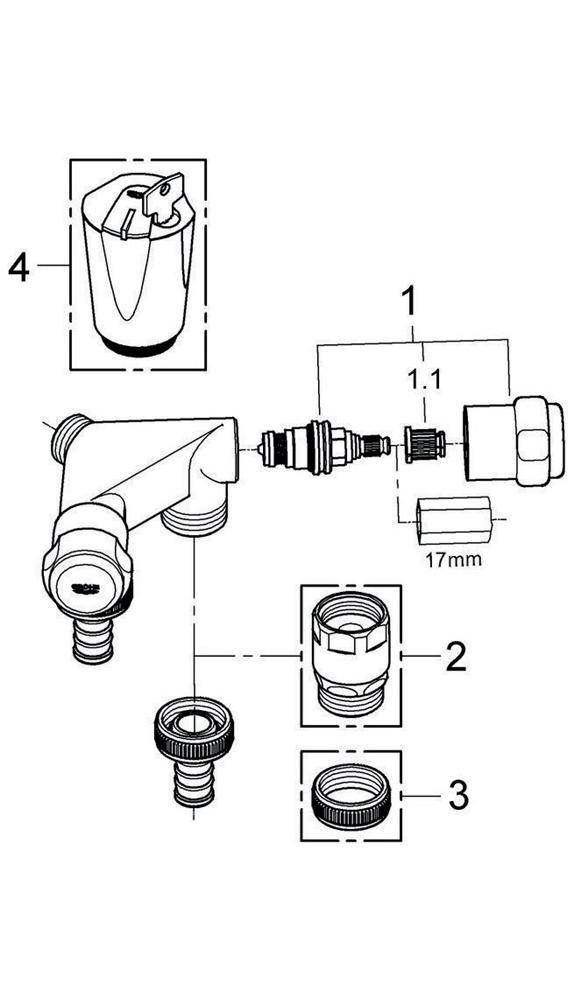 GROHE WAS Doppelventil Einfach 1/2Zoll 1-fach chr chrom