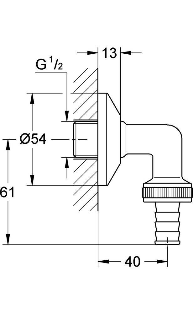 GROHE WAS Schlauchanschlussbogen 1/2Zoll chr