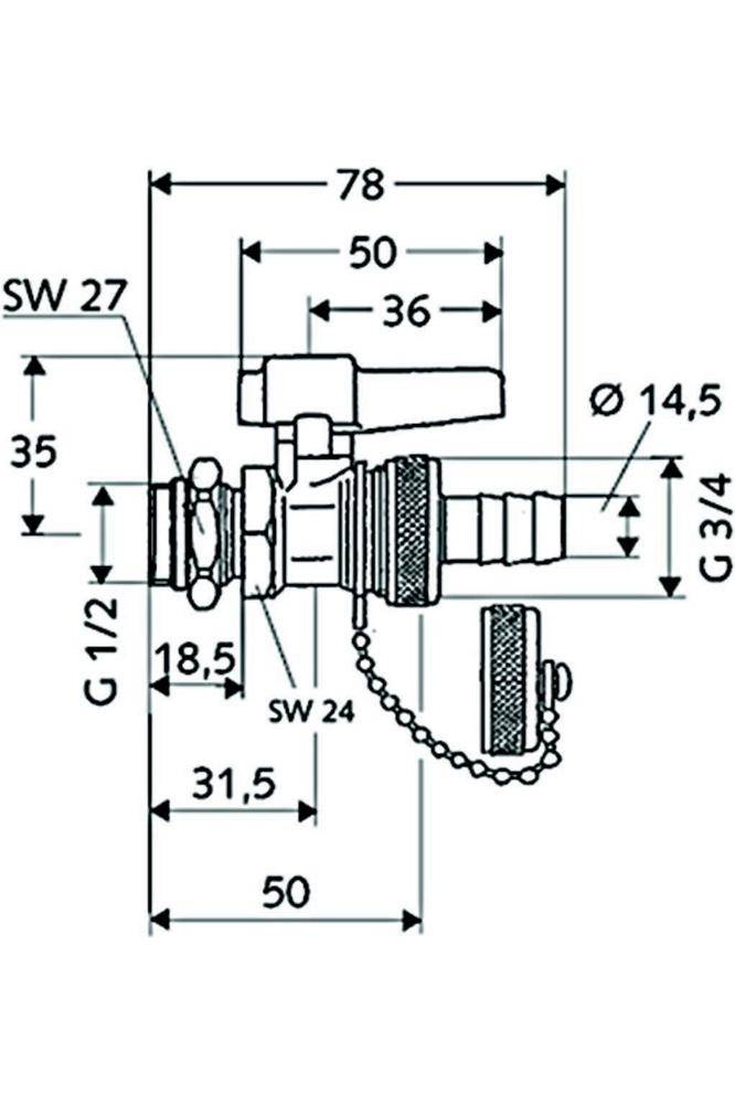 SCHELL F+E-Kugelhahn mit Hebelgriff ASAG, Schlauchverschraubung, 16