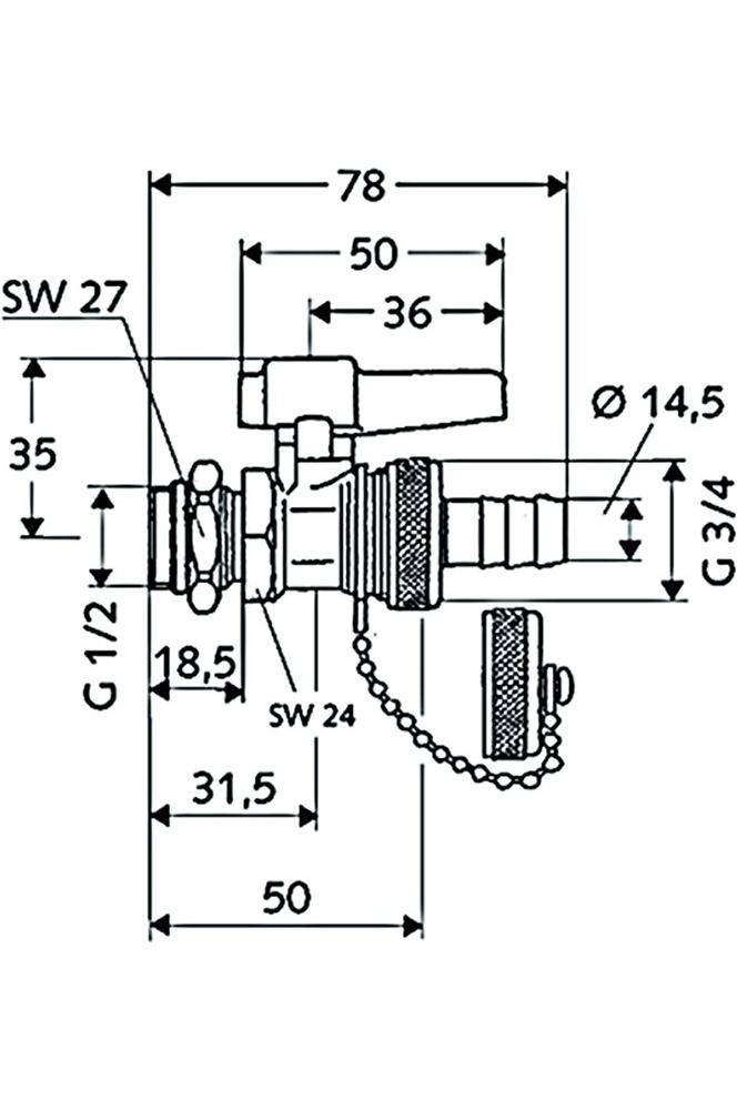 SCHELL F+E-Kugelhahn mit Hebelgriff ASAG, Schlauchverschraubung, 16
