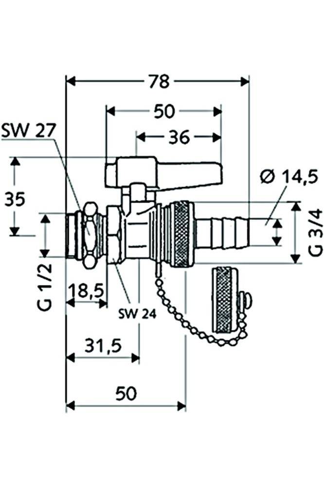 SCHELL F+E-Kugelhahn mit Hebelgriff ASAG, Schlauchverschraubung, 16