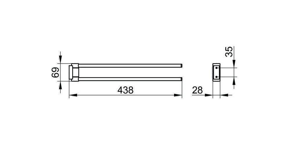 KEUCO Handtuchhalter PLAN 2-tlg schw 438mm Ausladung verchromt 438 mm