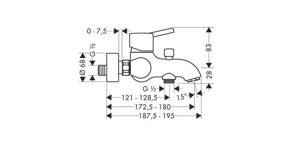 hansgrohe HG Einhebel-Wannenmischer TALIS S DN 15 AP m autom