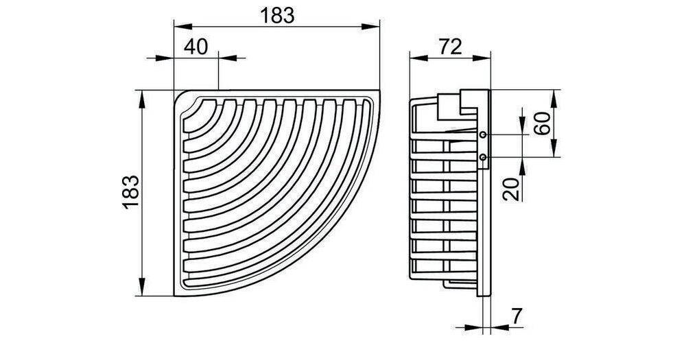 KEUCO Eckschwammkorb 263x180x72mm verchromt verchromt