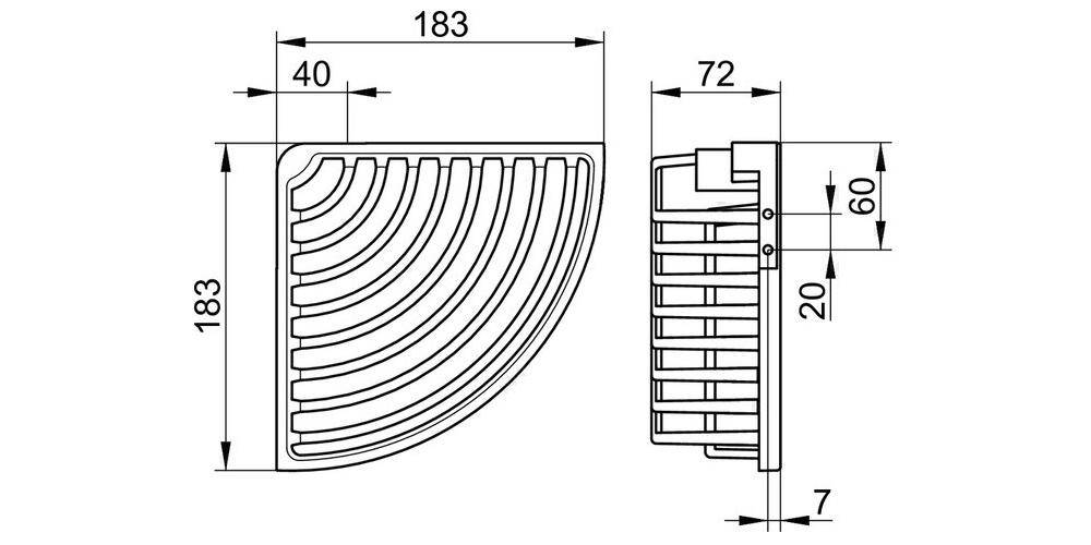 KEUCO Eckschwammkorb 263x180x72mm verchromt verchromt
