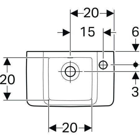 Geberit Handwaschbecken RENOVA PLAN m HL rechts mit Überlauf
