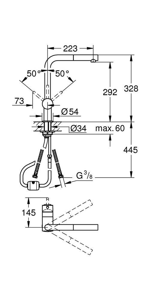 GROHE Einhand-Spültischbatterie MINTA 1/2Zoll L-Auslauf su-st