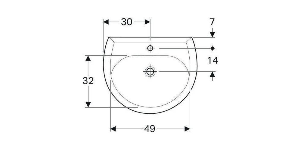 Geberit Waschtisch RENOVA m HL mit Überlauf 600x490mm pergamon