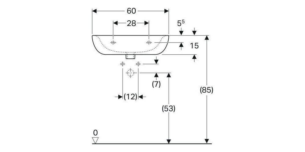 Geberit Waschtisch RENOVA m HL mit Überlauf 600x490mm bahamabeige