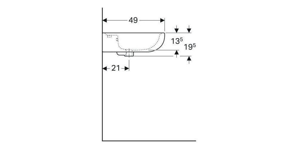 Geberit Waschtisch RENOVA m HL mit Überlauf 600x490mm bahamabeige