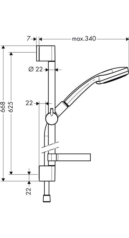 hansgrohe HG Brauseset CROMA 100 VARIO Brausestange Unica´C 650mm