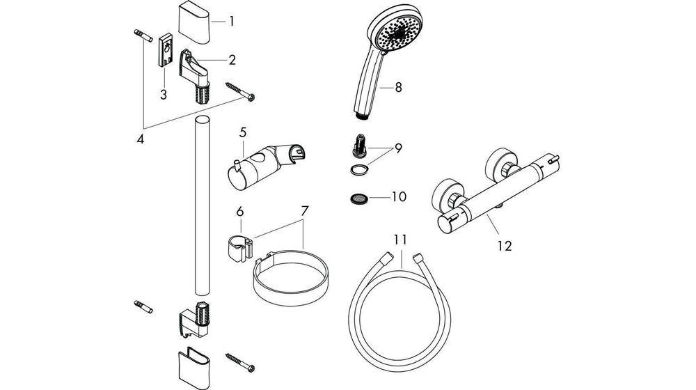hansgrohe HG Brausekombi Ecos MULTI COM CROMA 100 Brausestange