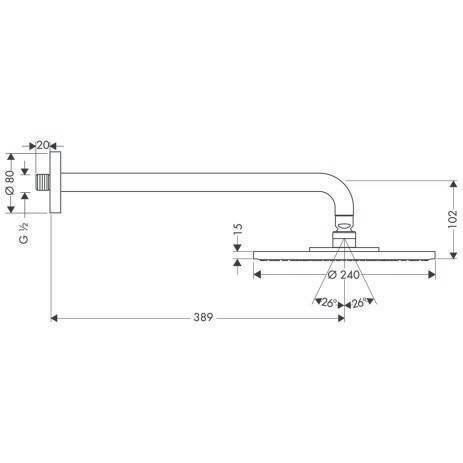 hansgrohe HG Kopfbrause RAINDANCE S 240 AIR 1jet DN 15 m Brause 390