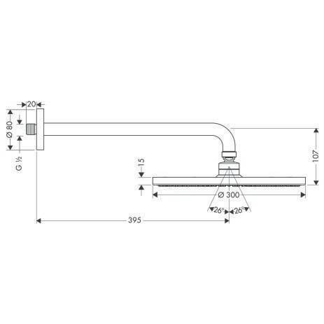 hansgrohe HG Kopfbrause RAINDANCE S 300 AIR 1jet DN 15, mit Brausearm