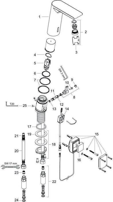 hansgrohe HG Elektronik-Waschtischmischer METRIS S DN 15 m Temp.reg.