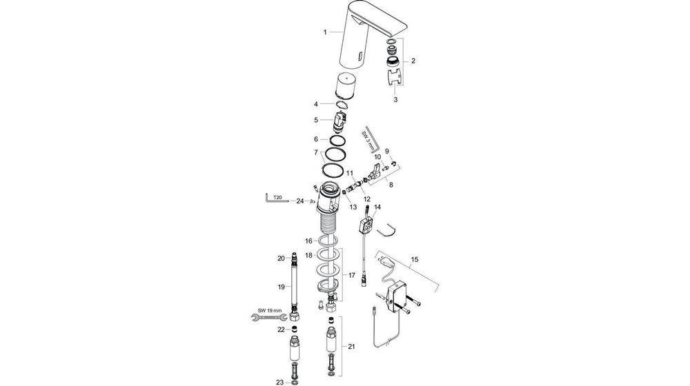 hansgrohe HG Elektronik-Waschtischmischer METRIS E DN 15 m Temp.reg.