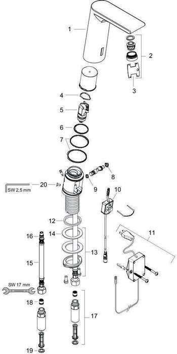 hansgrohe HG Elektronik-Waschtischmischer METRIS E DN 15 m
