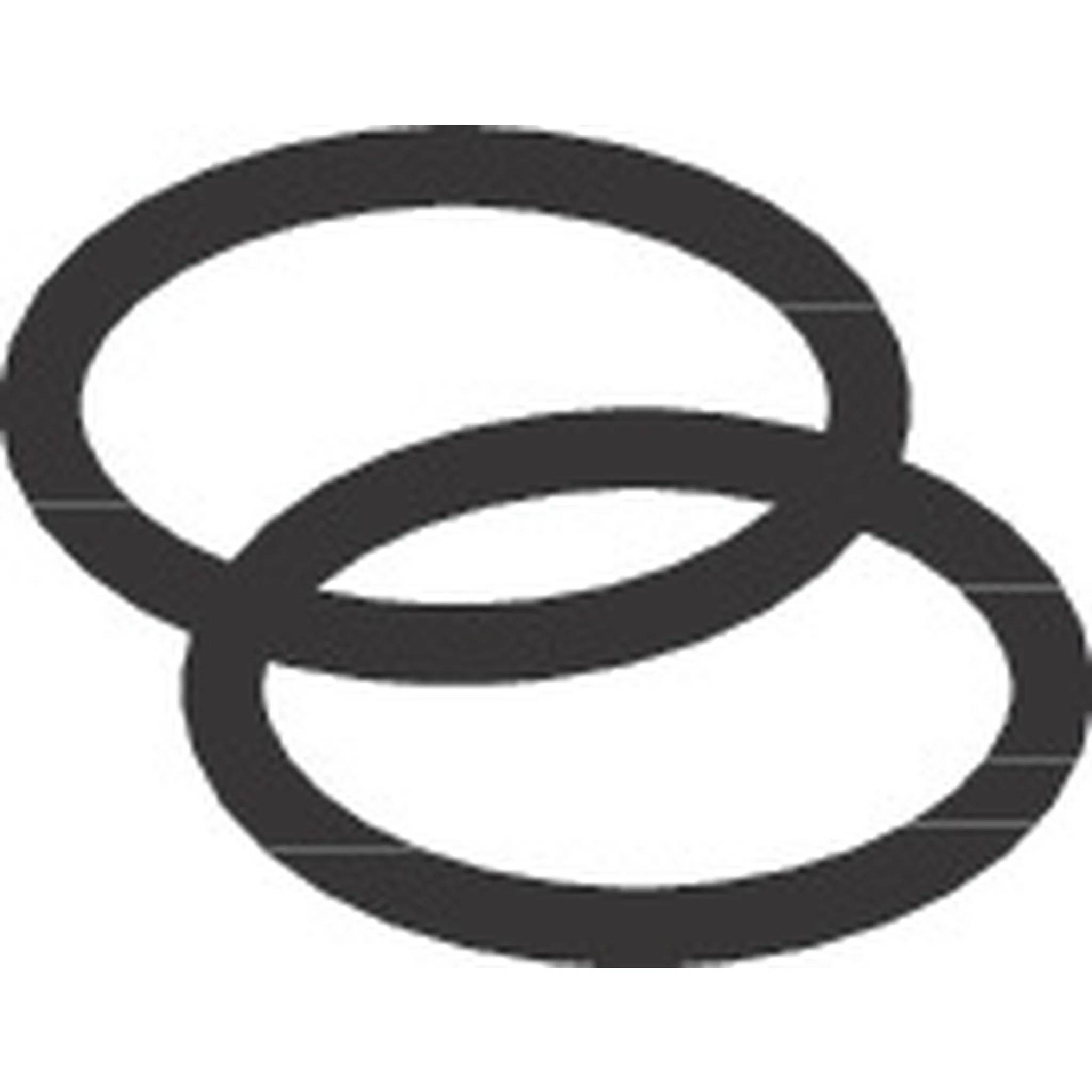 Zwei ineinander verschlungene dunkelgraue ovale Ringe auf weißem Hintergrund, die einer Gliederkette oder überlappenden Kreisen ähneln.