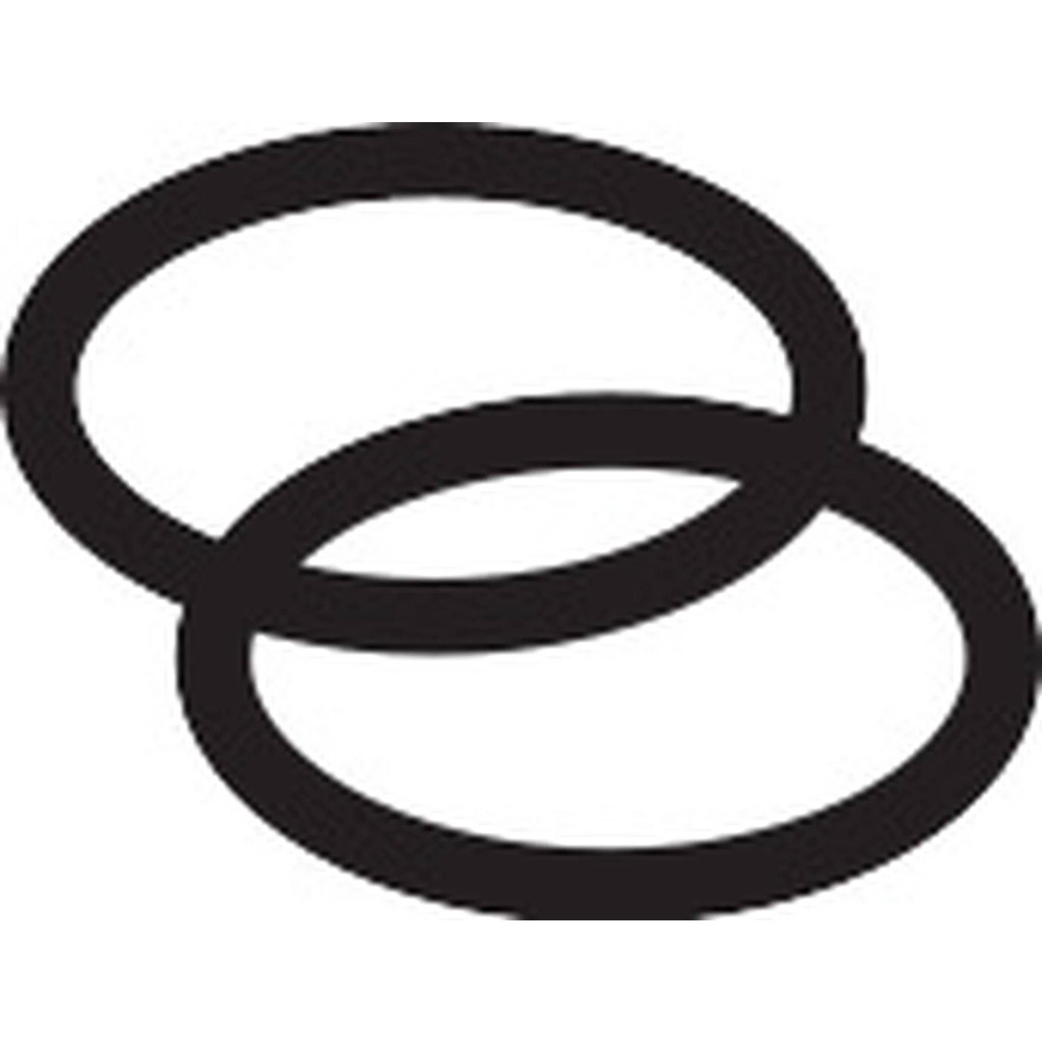 Zwei überlappende schwarze umrandete Ovale auf weißem Hintergrund, die ein Kettenglied oder ein Venn-Diagramm-artiges Symbol bilden.