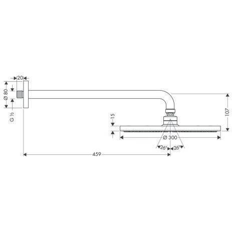 hansgrohe HG Kopfbrause RAINDANCE S 300 AIR 1jet DN 15, mit Brausearm