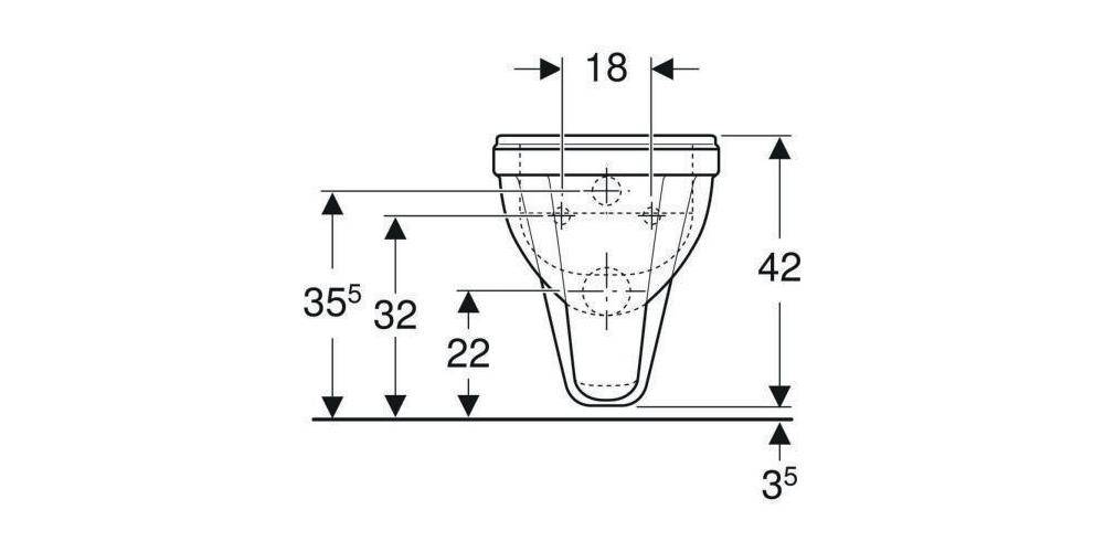 Geberit Wand-Tiefspül-WC RENOVA COMFORT erhöht, mit Spülrand weiß