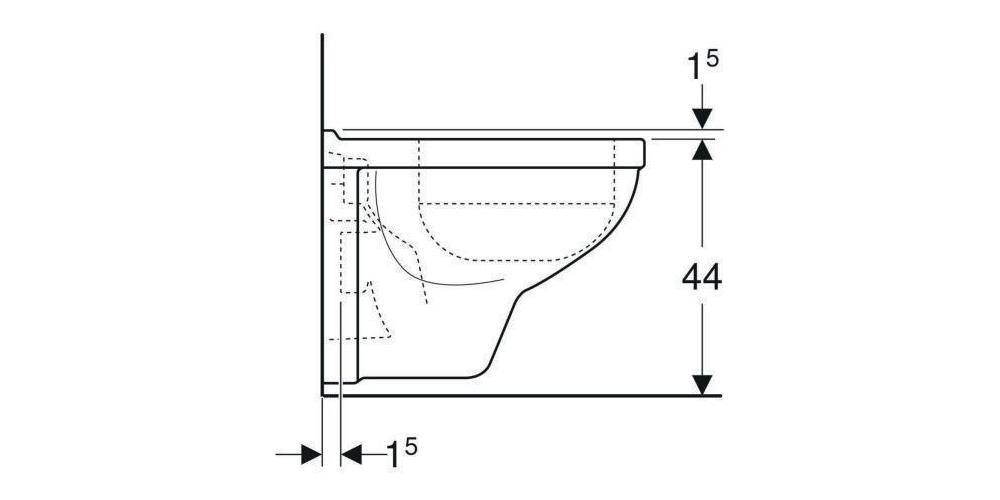 Geberit Wand-Tiefspül-WC RENOVA COMFORT erhöht, mit Spülrand weiß