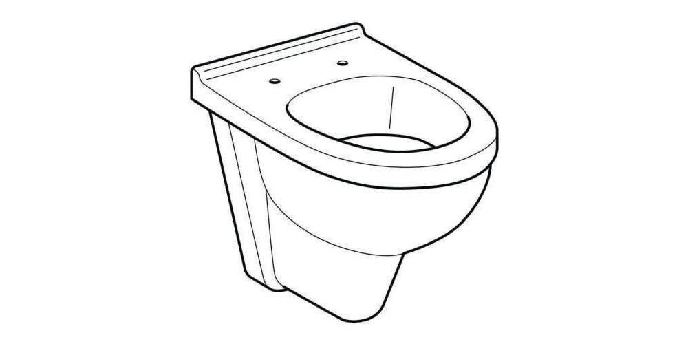Geberit Wand-Tiefspül-WC RENOVA COMFORT erhöht, mit Spülrand weiß