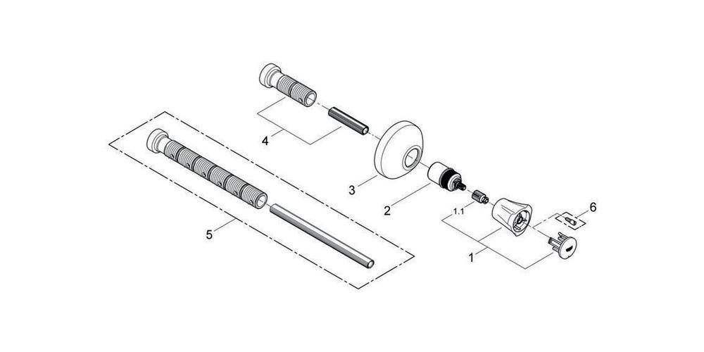 GROHE UP-Ventil-Oberbau COSTA Mark blau EBT 20-80mm chr