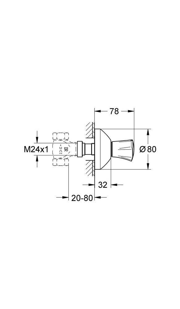 GROHE UP-Ventil-Oberbau COSTA Mark rot EBT 20-80mm chr