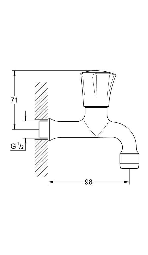 GROHE Auslaufventil COSTA 1/2Zoll Mark blau chr