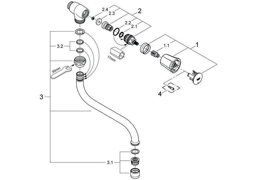 GROHE Auslaufventil COSTA 1/2Zoll, Markierung blau, schwenkbar chr