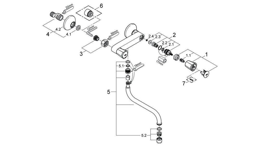 GROHE Schwenk-Batterie COSTA 1/2Zoll chr