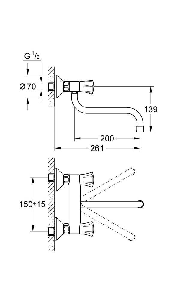 GROHE Schwenk-Batterie COSTA 1/2Zoll chr